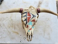 Decorative Hand Painted Cow Skull