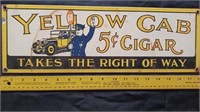 YELLOW CAB CIGARS 18x6 porcelain sign advertising