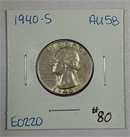 1940-S  Washington Quarter   AU-58