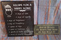 Two House rules wall art