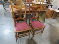 2 ANTIQUE OAK PADDED CHAIRS