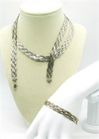 Braided Sterling Necklace & Bracelet