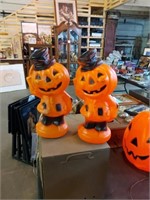 Pair of 1969 empire 14in blow mold pumpkins