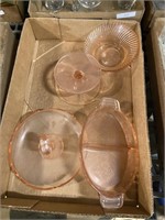 pink depression glass serving dishes