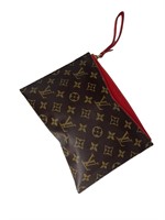 Dark Brown Monogram Red Interior Wristlet