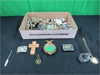 Necklaces, thimbles, pins, earrings