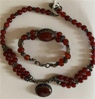 2 Piece Vintage Agate & Silver Ensemble