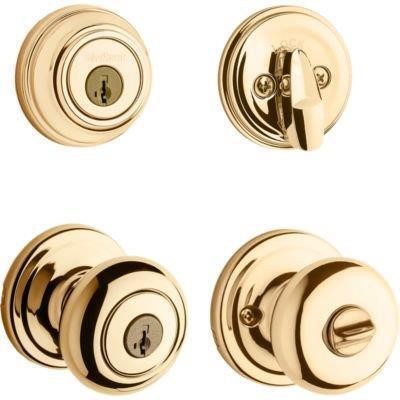 Juno Polished Brass Exterior Entry Door Knob and S