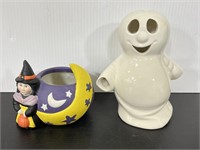 Ceramic Halloween ghost and painted bowl