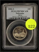 2006-S PCGS PR-70 DCAM Silver Nebraska Quarter