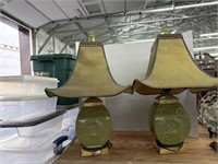 Vintage green dragon lamps