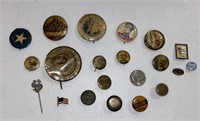 HUGE LOT OF ANTIQUE PINS & BUTTONS