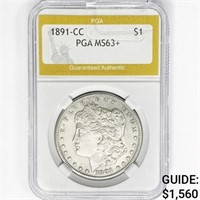 1891-CC Morgan Silver Dollar PGA MS63+