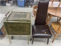 Vintage valet chair and serving trays w/ stand