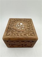 Hand Carved Wooden Trinket Box