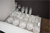 Glassware: 6-La Reine Crystal Wine Glasses,