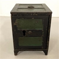 Antique Cast Iron 2 Panel Safe Bank