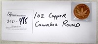 1oz Copper Cannabis Round