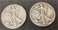 2 walking liberty half dollars 1920 and 1943