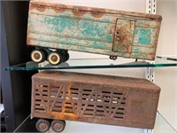 Pair of Vintage Pressed Steel Transport Trailers