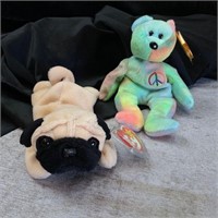 Ty Beanie Babies - Peace and Pugsley