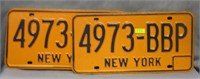 Pair of vintage NY license plates