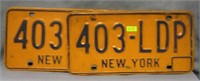 Pair of vintage NY license plates