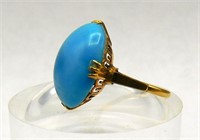 18k Gold Turquoise Cabochon Ring