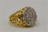 14k Gold 19 Diamond Filigree Kentucky Cluster Ring