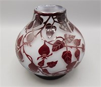 1970's Art Nouveau Michna Cameo Glass Vase