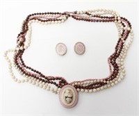 Celia Sebiri Agate & Rose Quartz Necklace Earrings