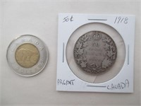Pièce 50¢  Argent 1918 Canada