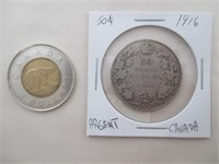 Pièce 50¢  Argent 1916 Canada