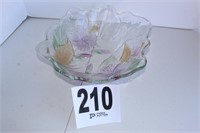 Glass Large Colorful Flower Bowl (U234)