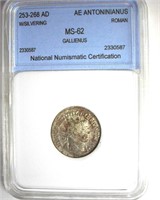 253-268 AD Gallienus Silvering NNC MS62