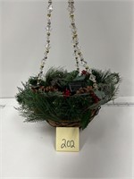 NEW Festive Greens Hanging Basket with Lit chains