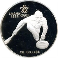 Silver 1985 Calgary Canada 1988 Olympic $20 Coin