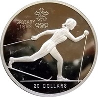 Silver 1985 Calgary Canada 1988 Olympic $20 Coin