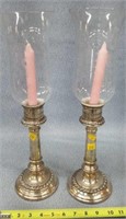 2- Silver Plated Candle Holders 17"t