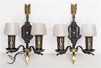 S&A Lighting Arrow Motif Two-Light Sconces, Pair