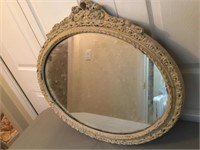 24" Antique Oval Accent Plaster Framed Mirror