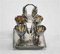 Vintage Silver Plate Egg Cruet Serving Set