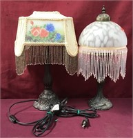 Two Ornate Boudoir Lamps