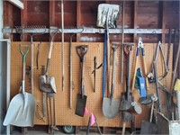 Yard tools, shovels, pruners, saws