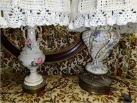 2 Table Lamps with Crocheted Shades