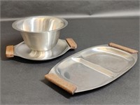 Stainless Steel Divided Tray, Pedestal Dish