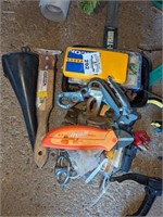 Retractable knife, wire brush, exhaust clamps, etc