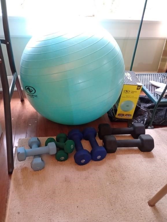 Exercise ball and weights