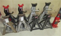 (4) Sets of jack stands and Big Red 6 ton bottle
