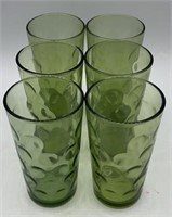 6 Vintage Green Drinking Glasses